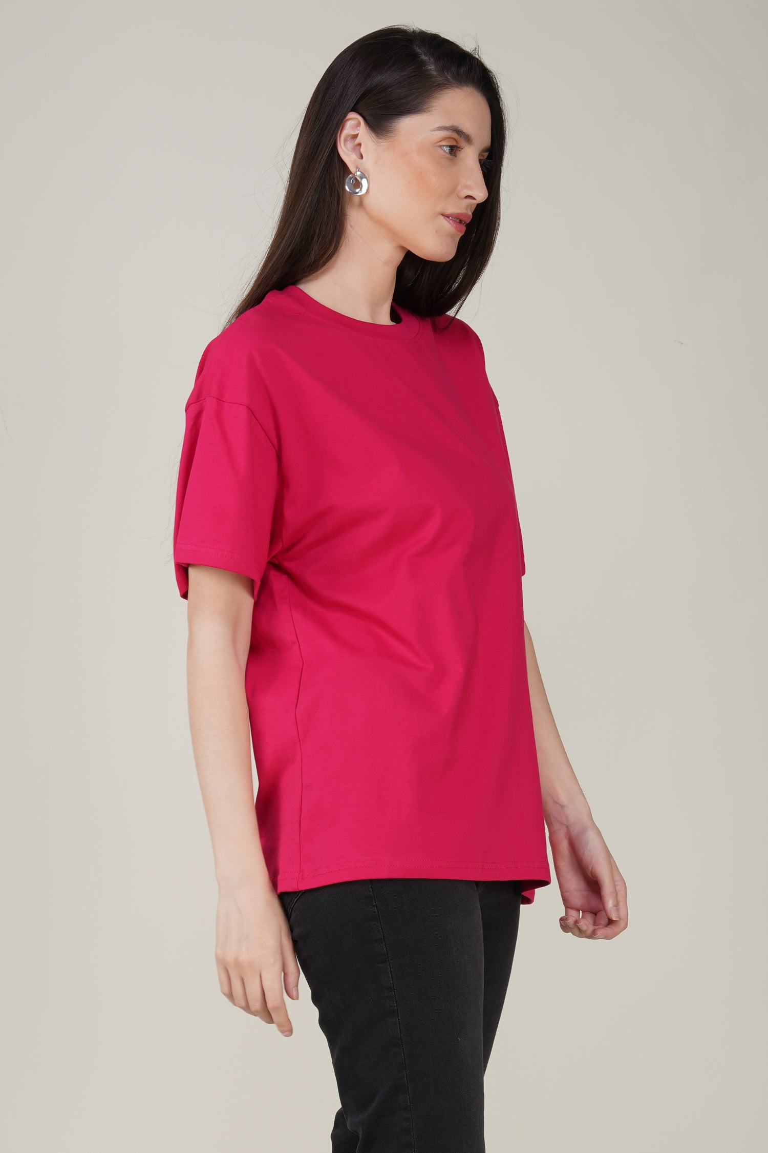 Barbie Pink Cotton Oversized Crew Neck T-Shirt