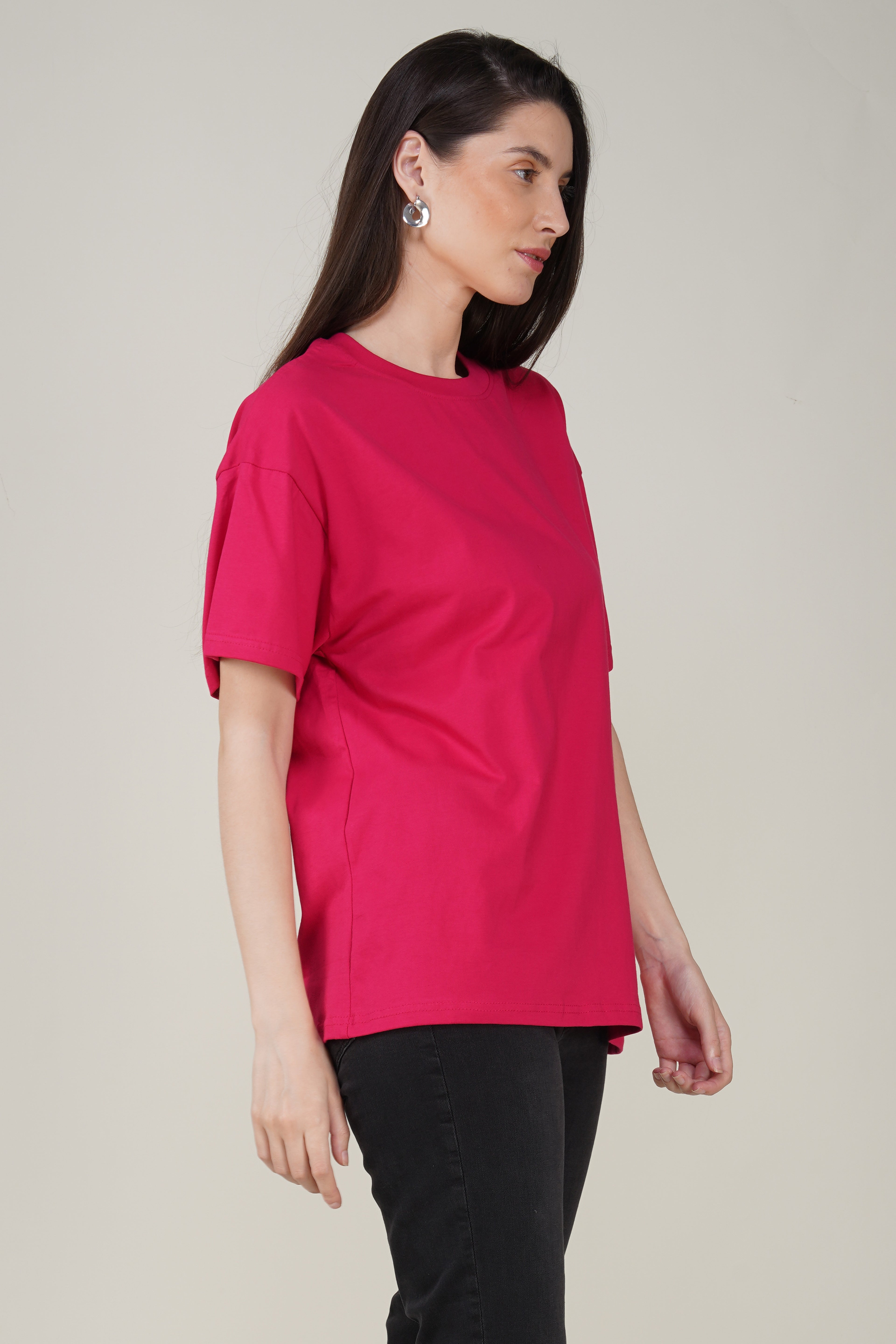 Barbie Pink Cotton Oversized Crew Neck T-Shirt