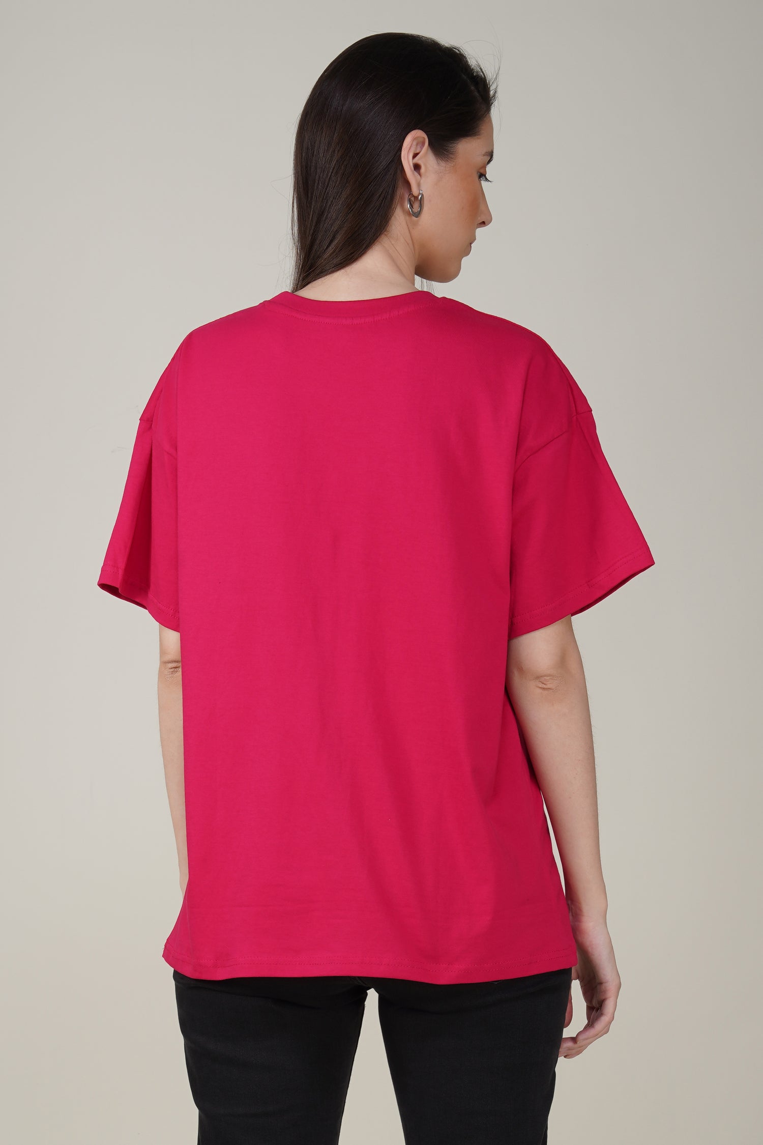 Barbie Pink Cotton Oversized Crew Neck T-Shirt