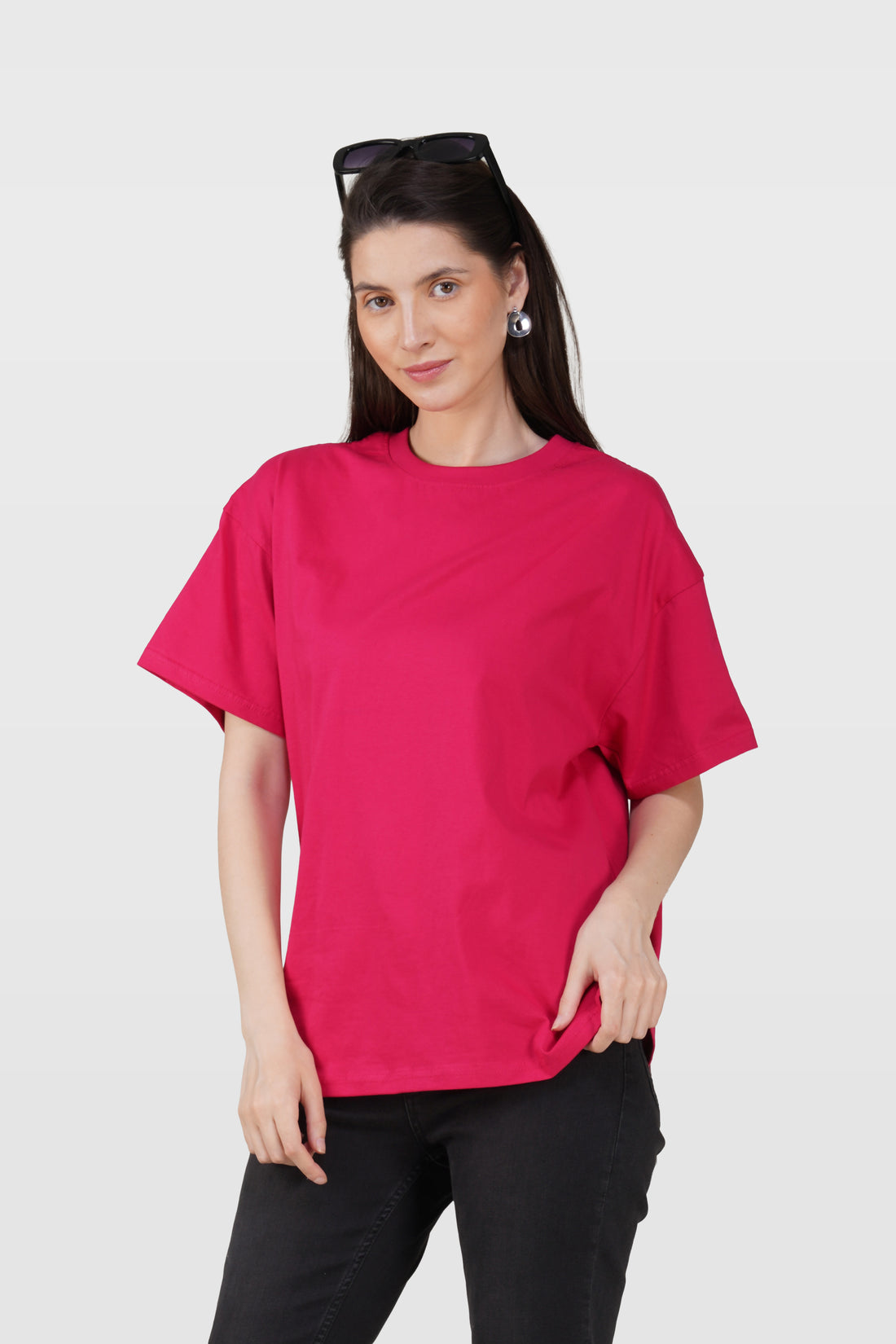 Barbie Pink Cotton Oversized Crew Neck T-Shirt
