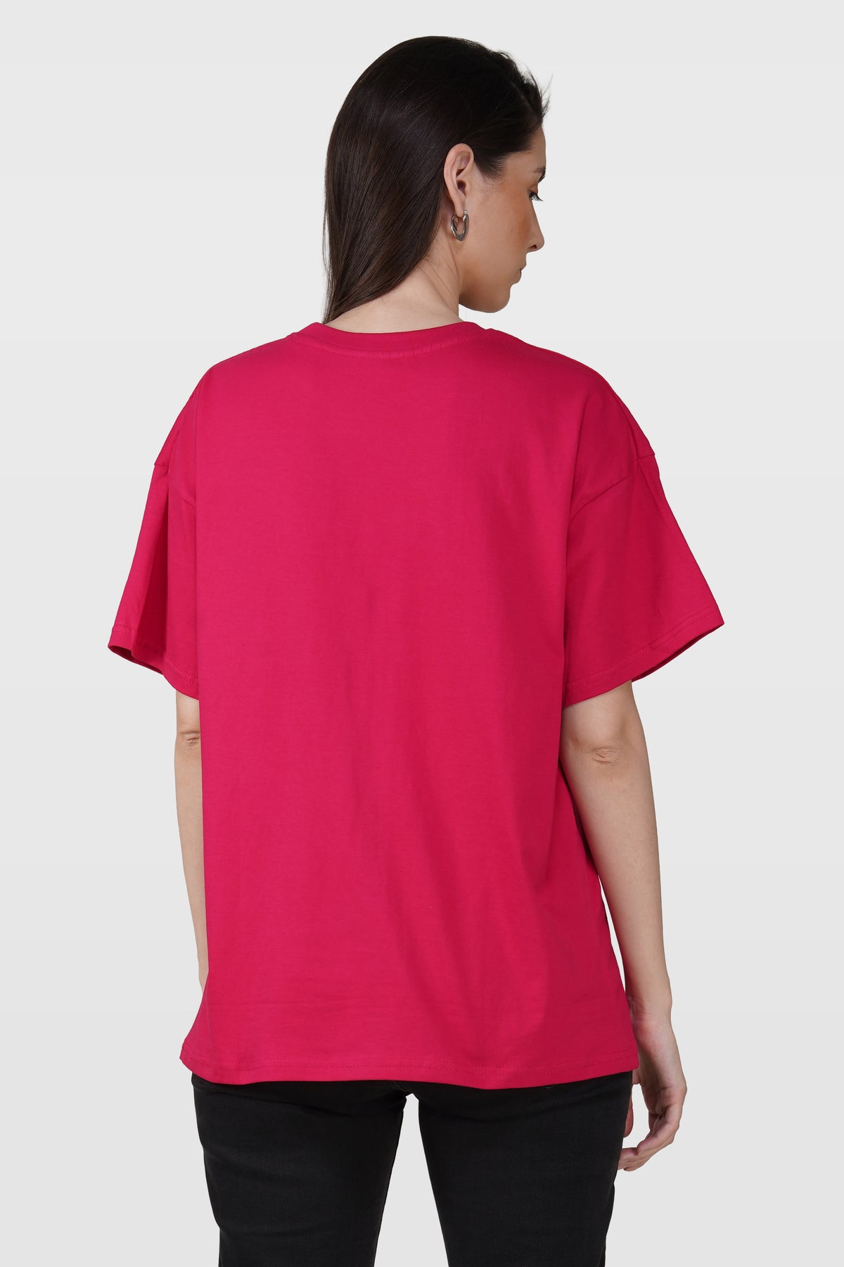 Barbie Pink Cotton Oversized Crew Neck T-Shirt