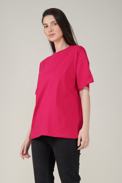 Barbie Pink Cotton Oversized Crew Neck T-Shirt