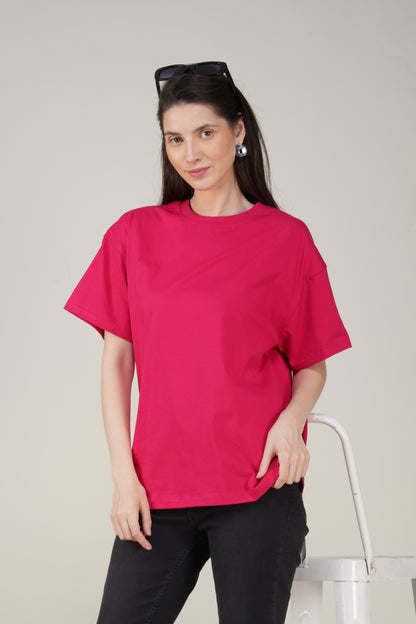 Barbie Pink Cotton Oversized Crew Neck T-Shirt