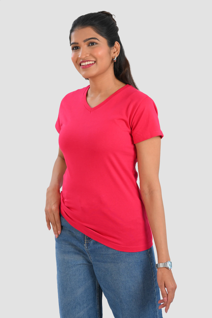 Barbie Pink Cotton V Neck T-Shirt