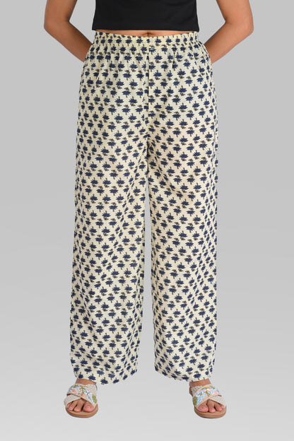 Beige Cotton Printed Kurta Set