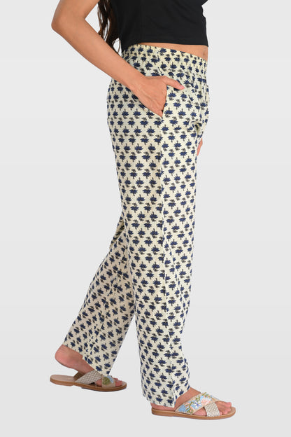 Beige Cotton Printed Kurta Set
