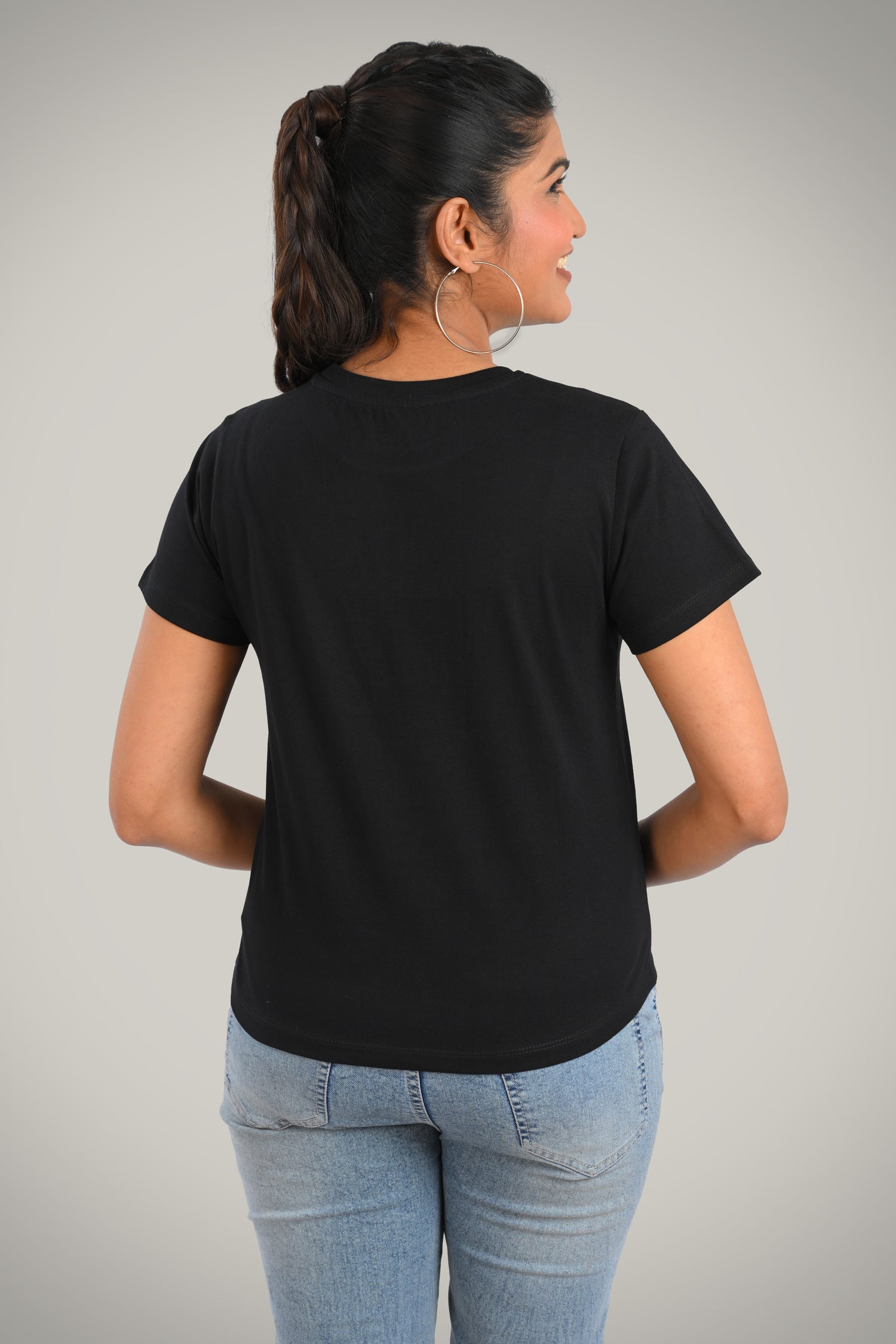 Black Cotton Crew Neck T-Shirt