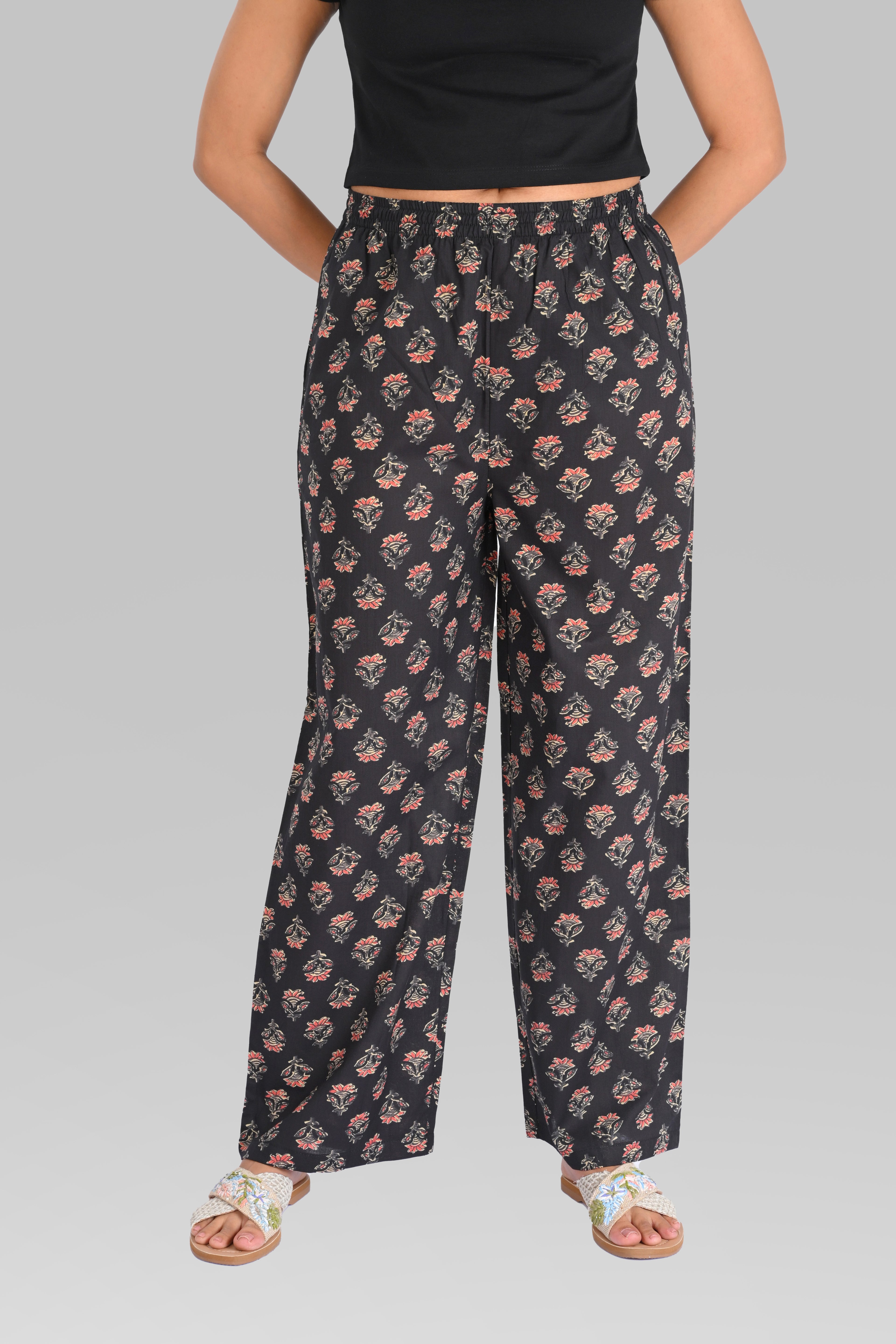 Black Cotton Printed Kurta Set