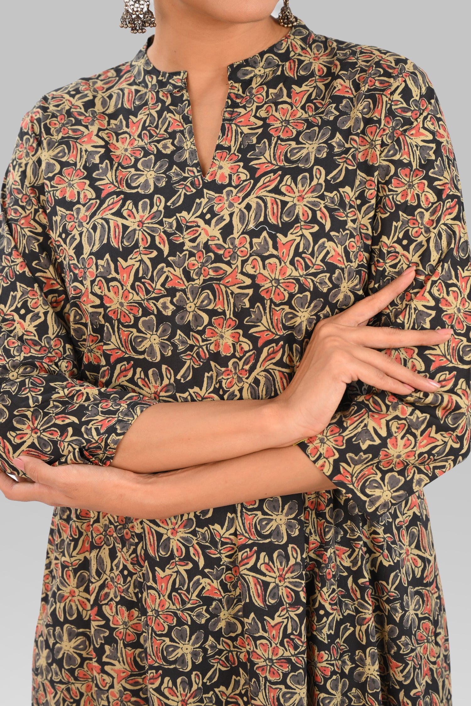 Black Cotton Printed Kurta Set