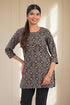 Black Cotton Printed Short Kurti