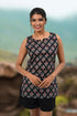 Black Cotton Printed Sleeveless Kurti