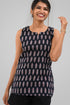 Black Cotton Printed Sleeveless Kurti
