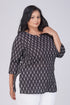 Black Plus Size Cotton Printed Kurti