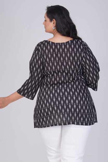 Black Plus Size Cotton Printed Kurti