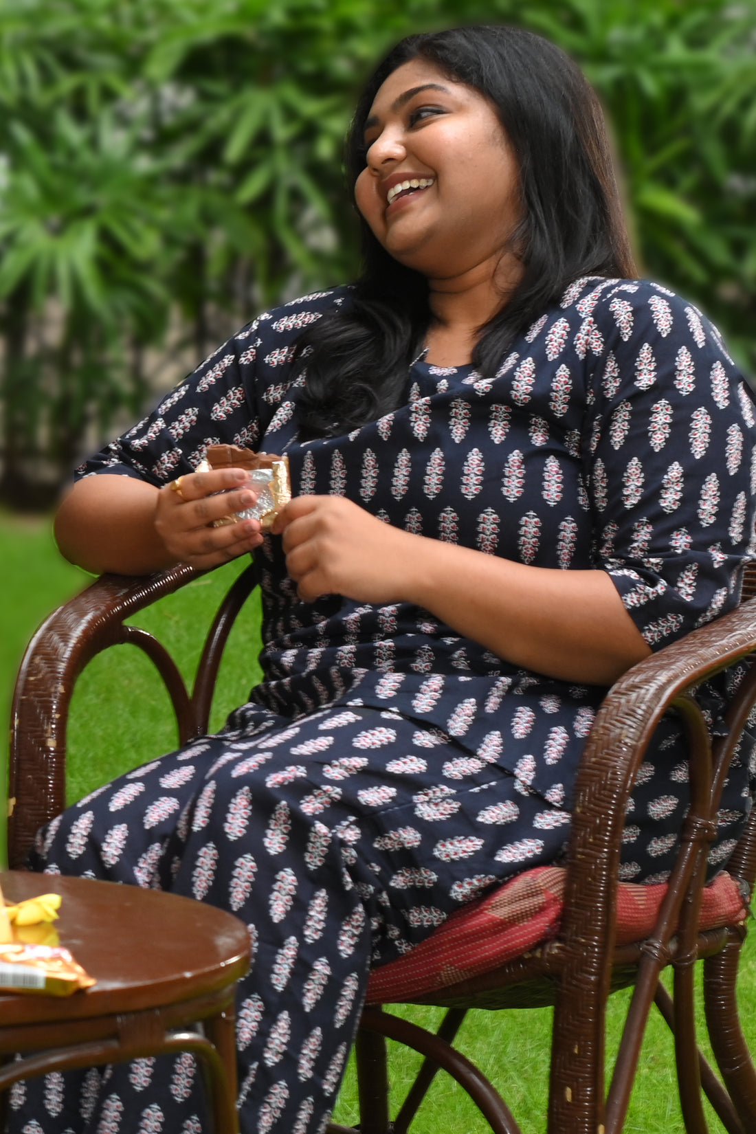 Black Plus Size Cotton Printed Pyjama Set