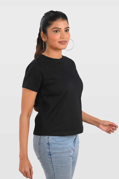 Black Cotton Crew Neck T-Shirt