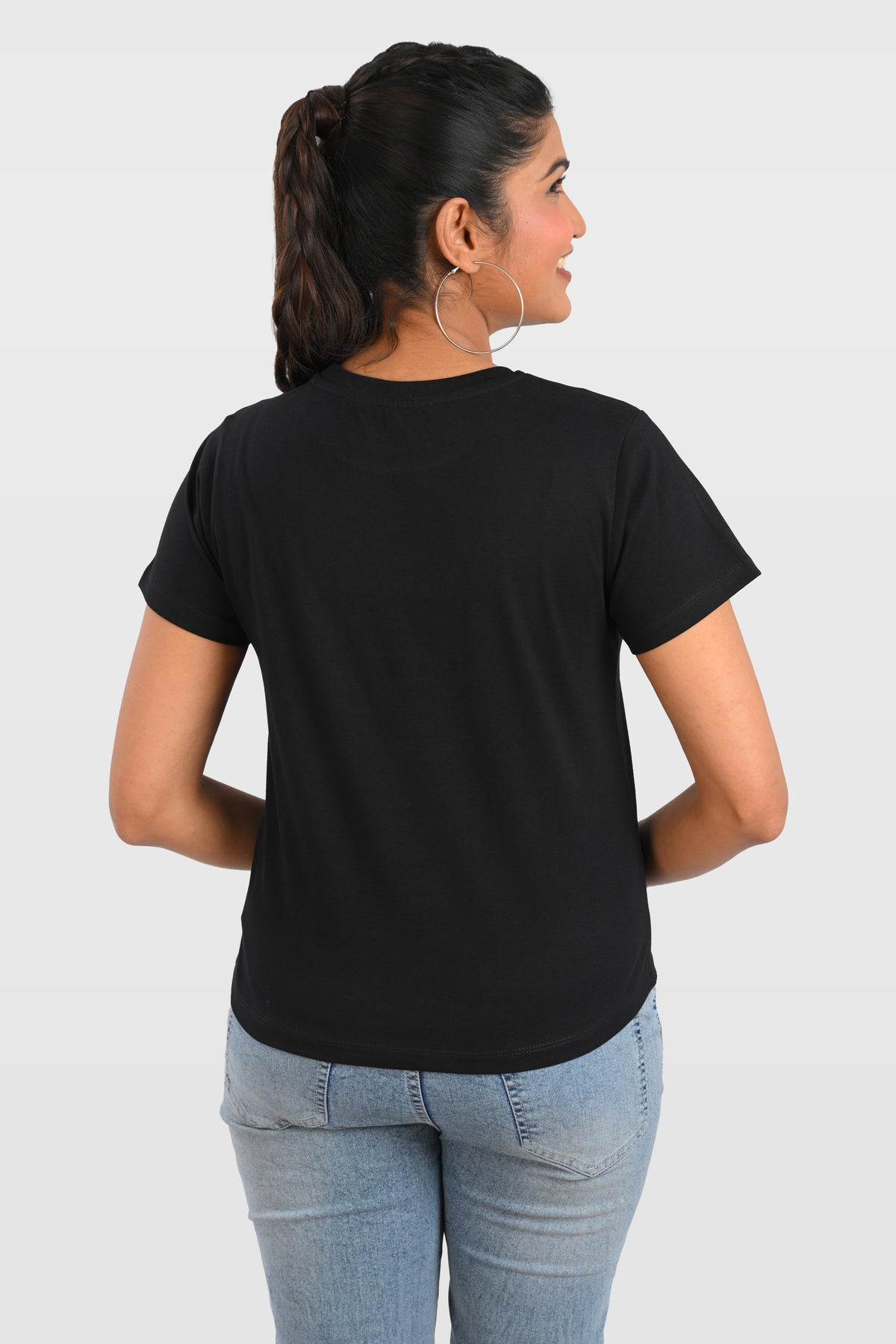 Black Cotton Crew Neck T-Shirt
