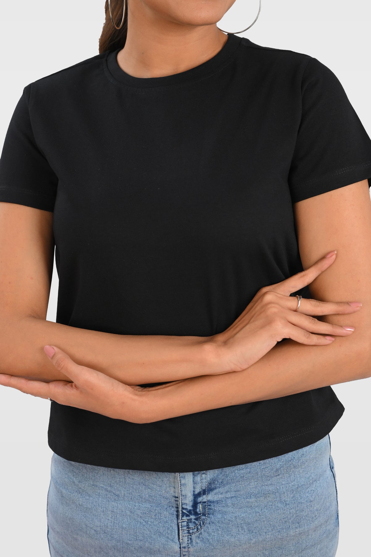 Black Cotton Crew Neck T-Shirt