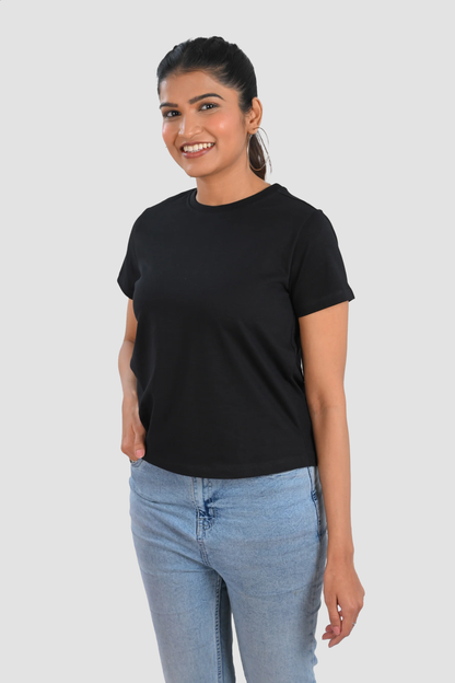 Black Cotton Crew Neck T-Shirt