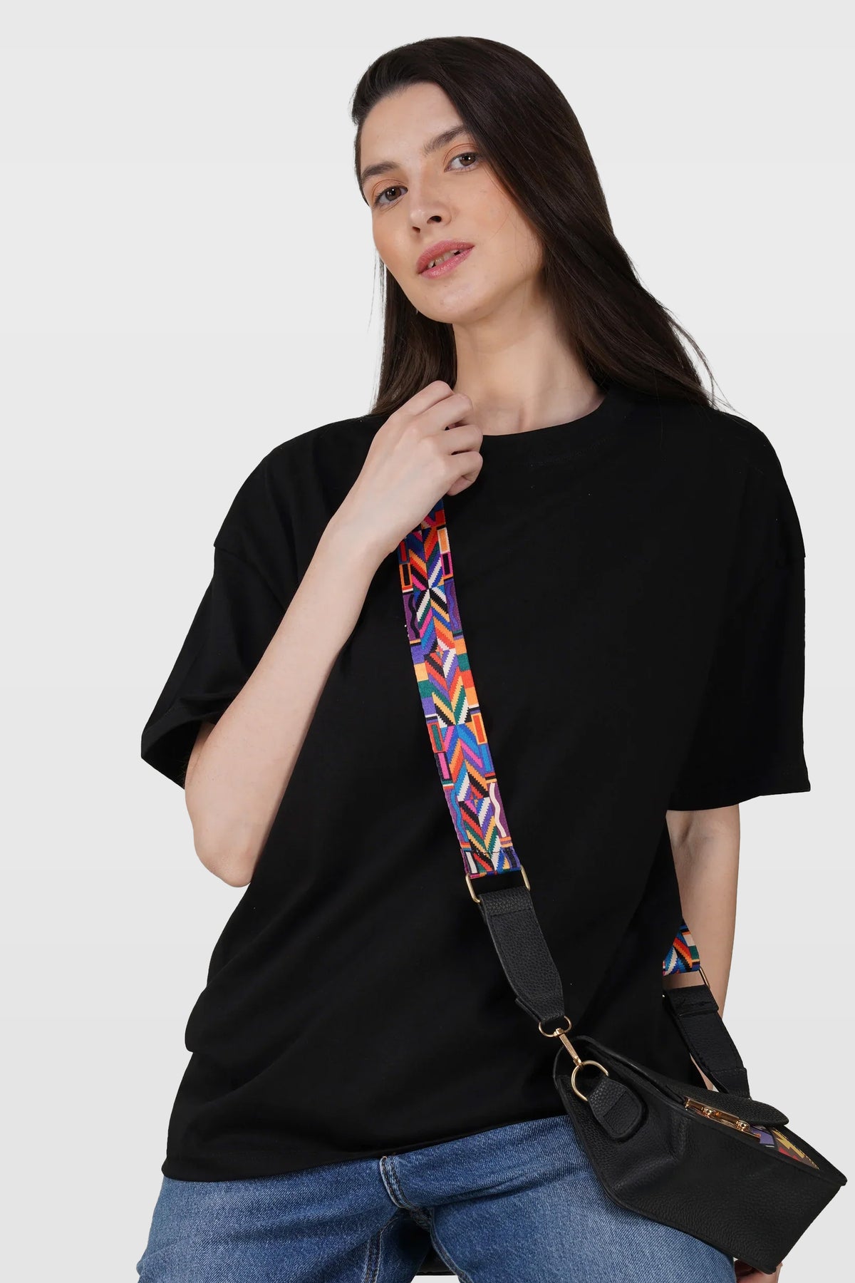 Black Cotton Oversized Crew Neck T-Shirt