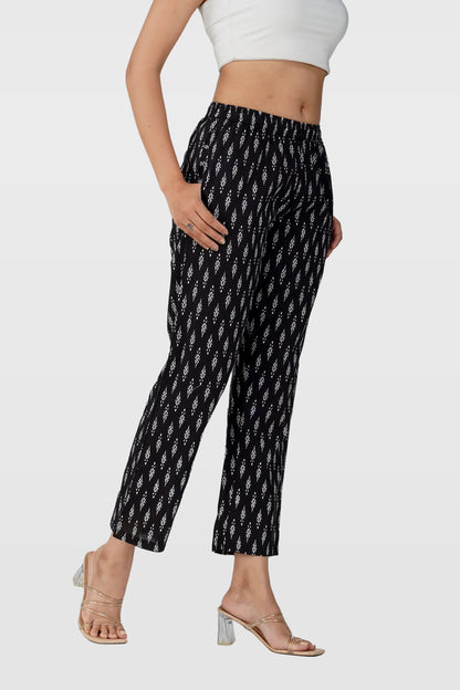 Black Cotton Printed Bottom