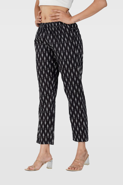 Black Cotton Printed Bottom