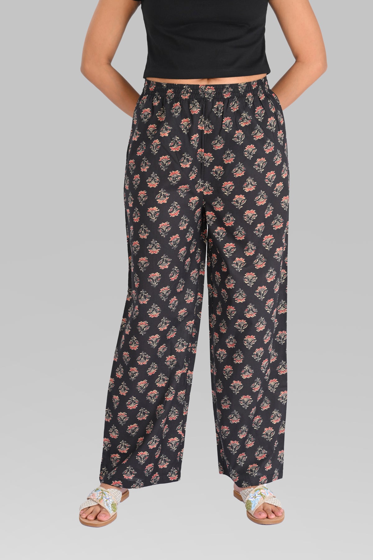 Black Cotton Printed Kurta Set