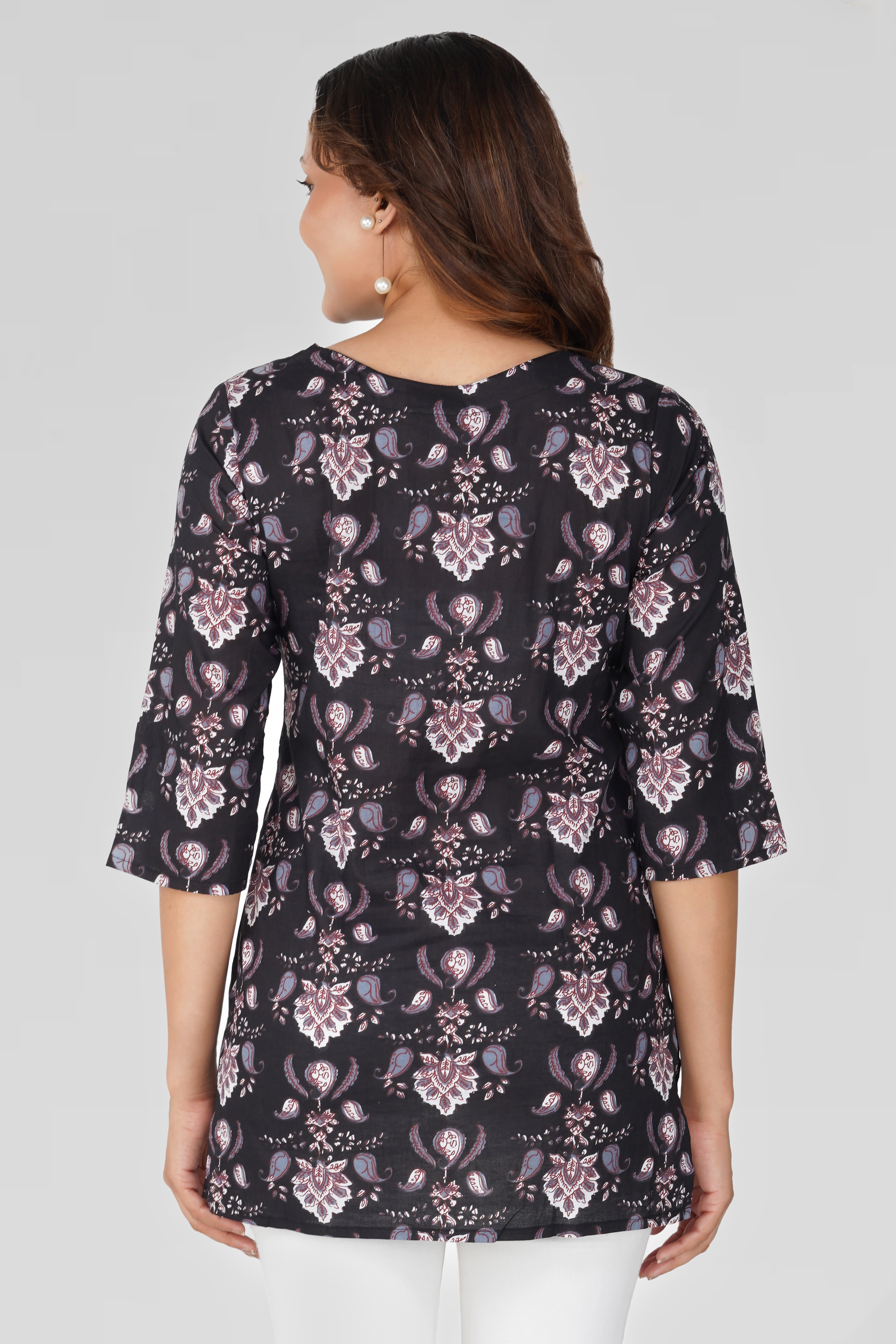 Black Cotton Printed Kurti