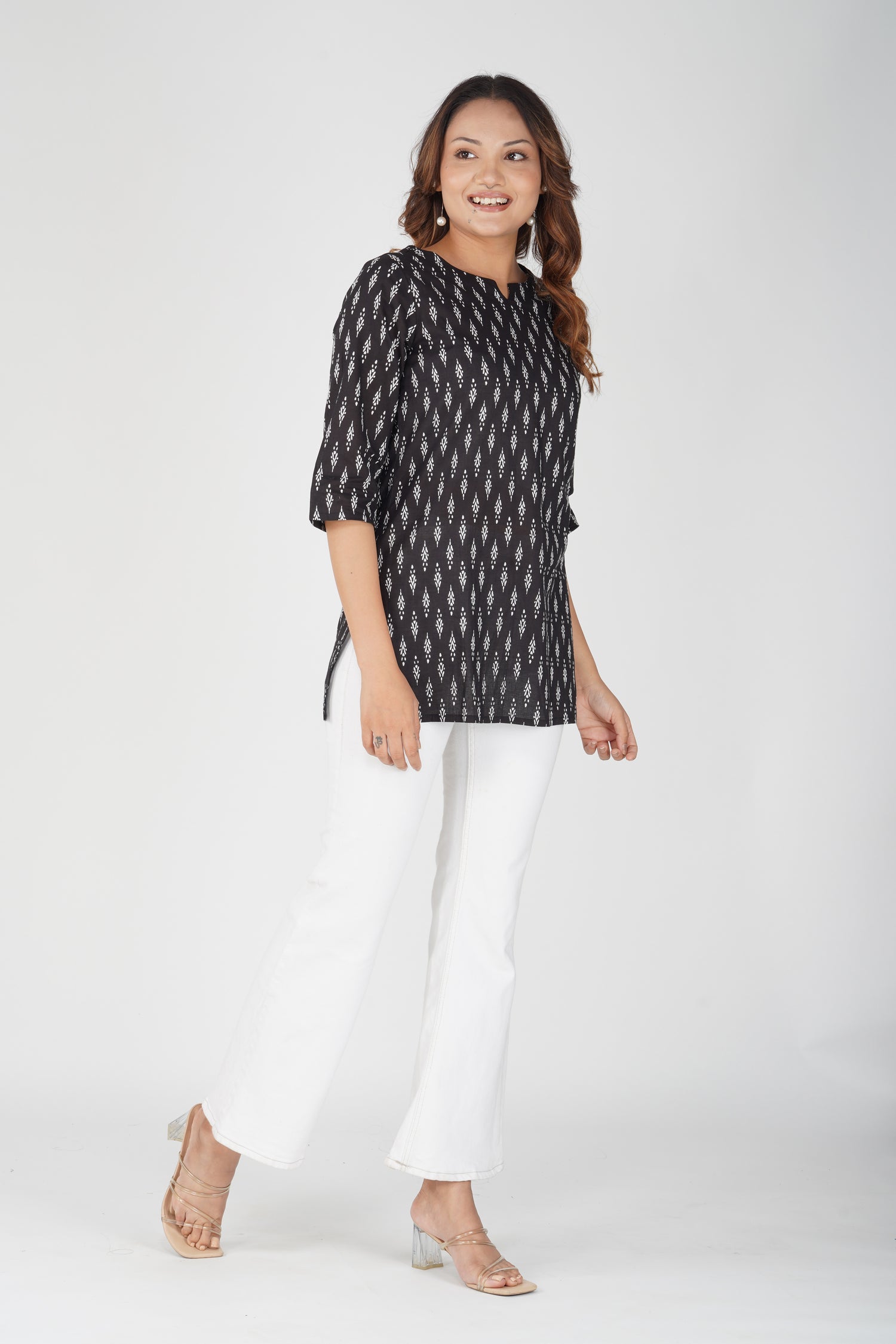 Black Cotton Printed Kurti