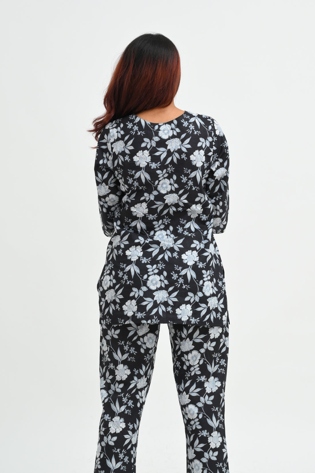 Black Cotton Printed Pyjama Set