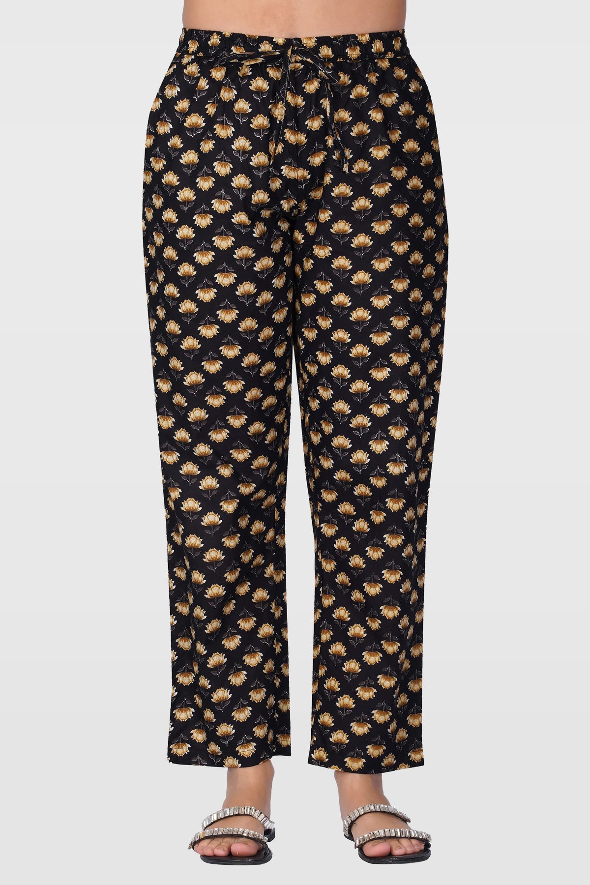Black Cotton Printed Pyjama Set