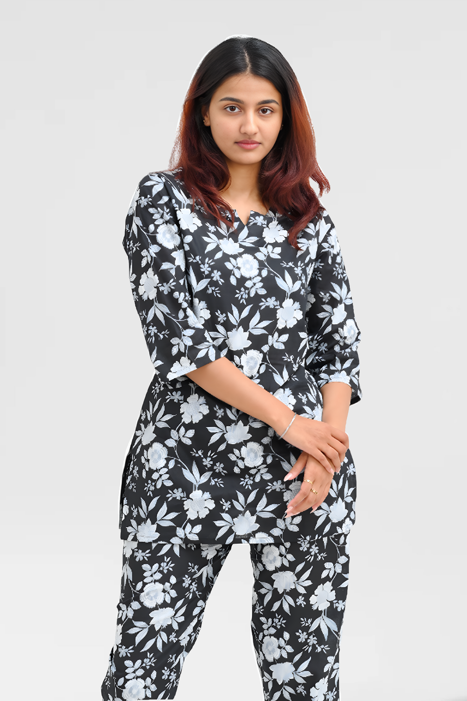 Black Cotton Printed Pyjama Set