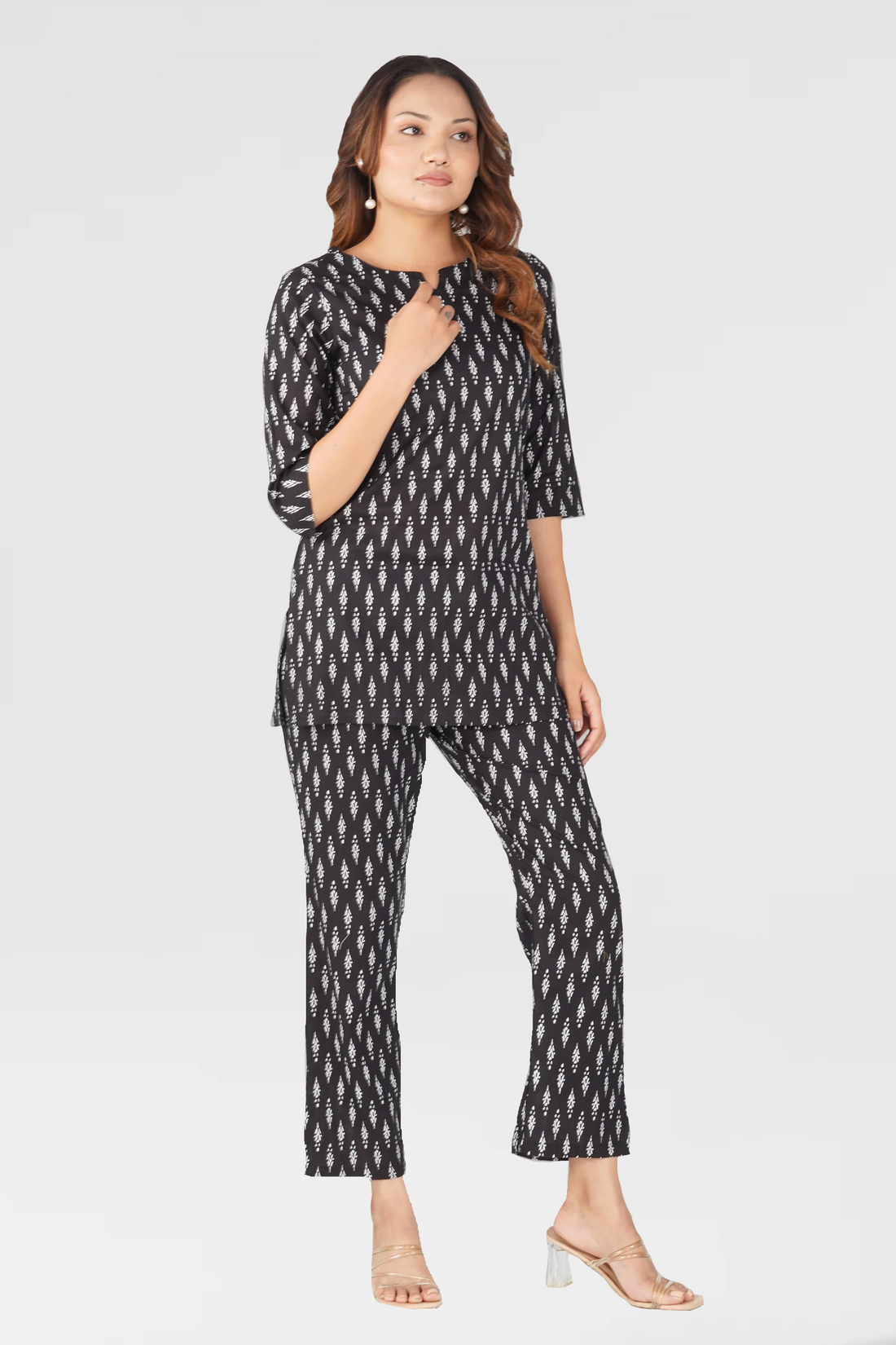 Black Cotton Printed Pyjama set