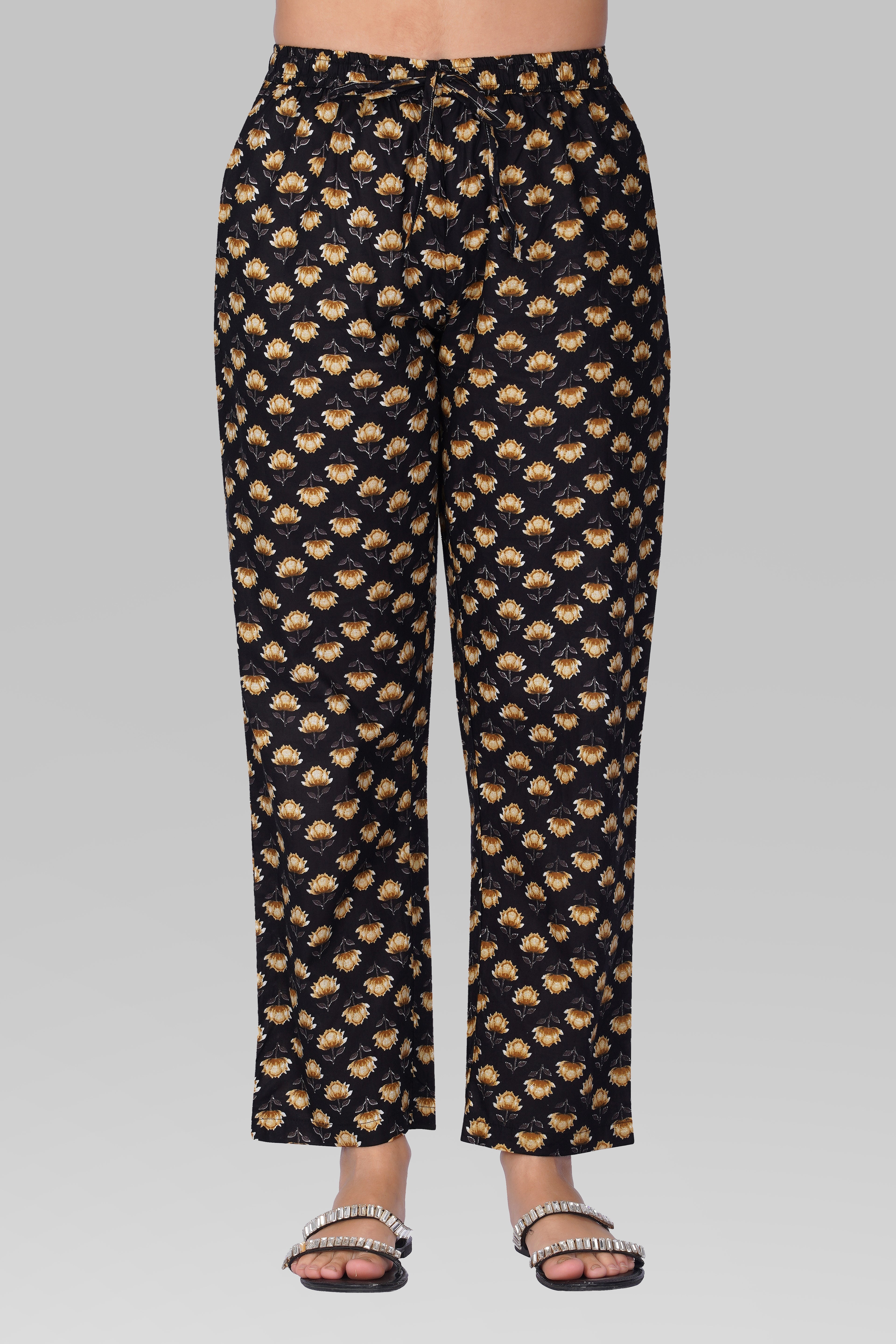 Black Cotton Printed Pyjama Set