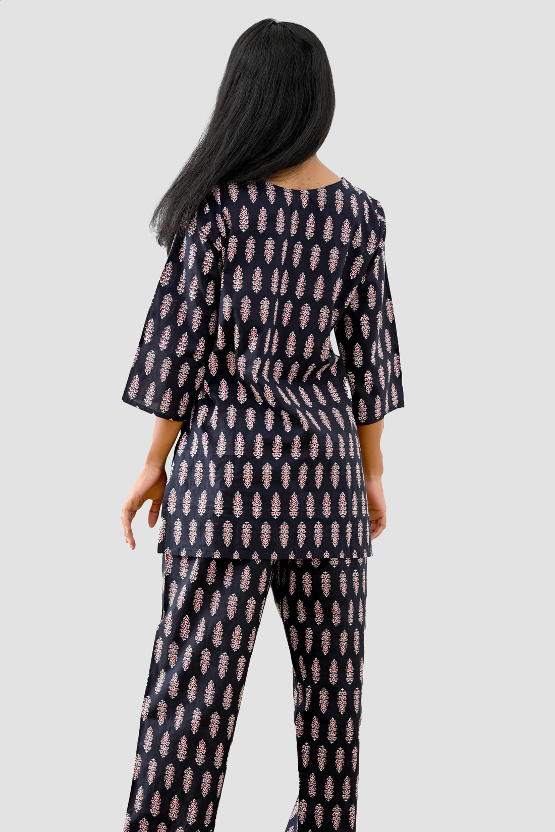 Black Cotton Printed Pyjama Set