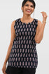 Black Cotton Printed Sleeveless Kurti