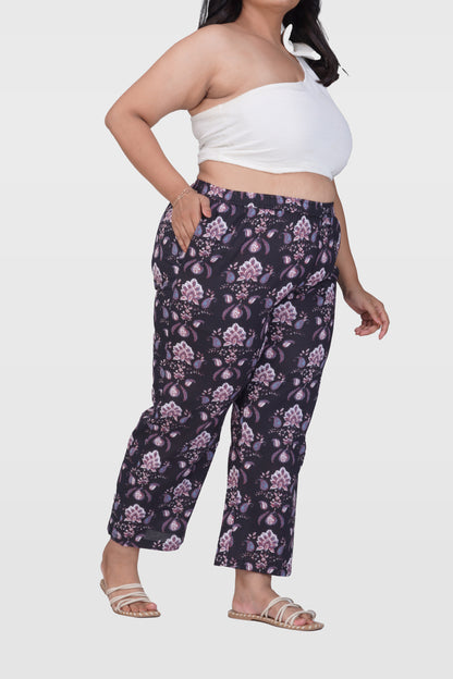 Black Plus Size Cotton Printed Bottom