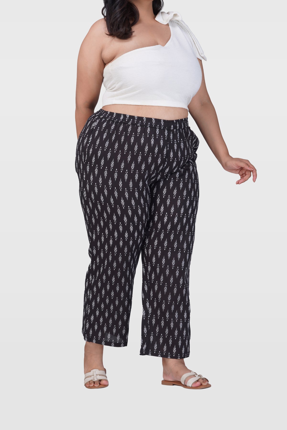 Black Plus Size Cotton Printed Bottom