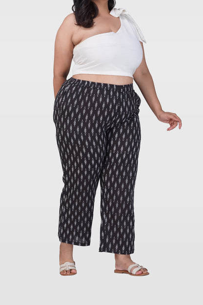 Black Plus Size Cotton Printed Bottom