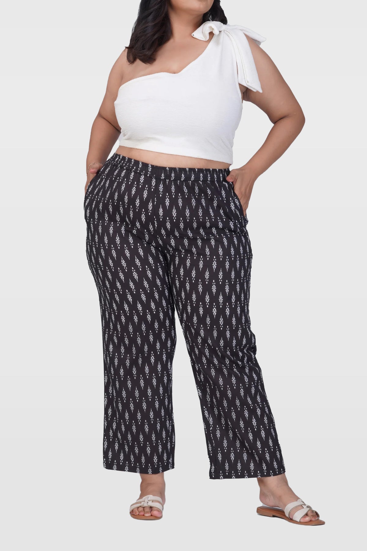 Black Plus Size Cotton Printed Bottom