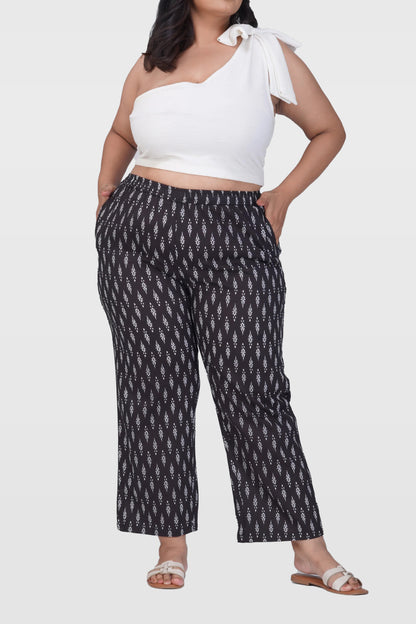 Black Plus Size Cotton Printed Bottom