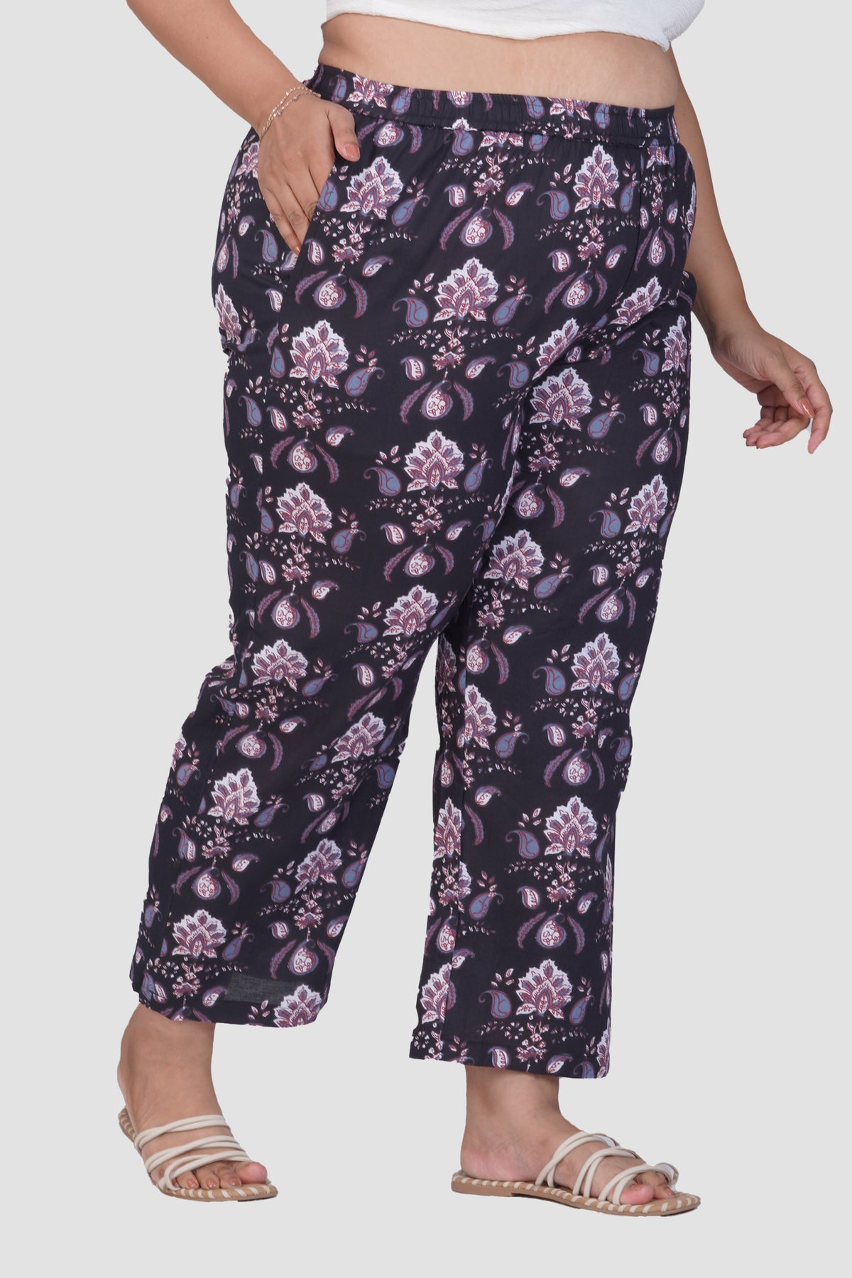 Black Plus Size Cotton Printed Bottom