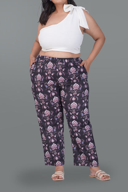 Black Plus Size Cotton Printed Bottom