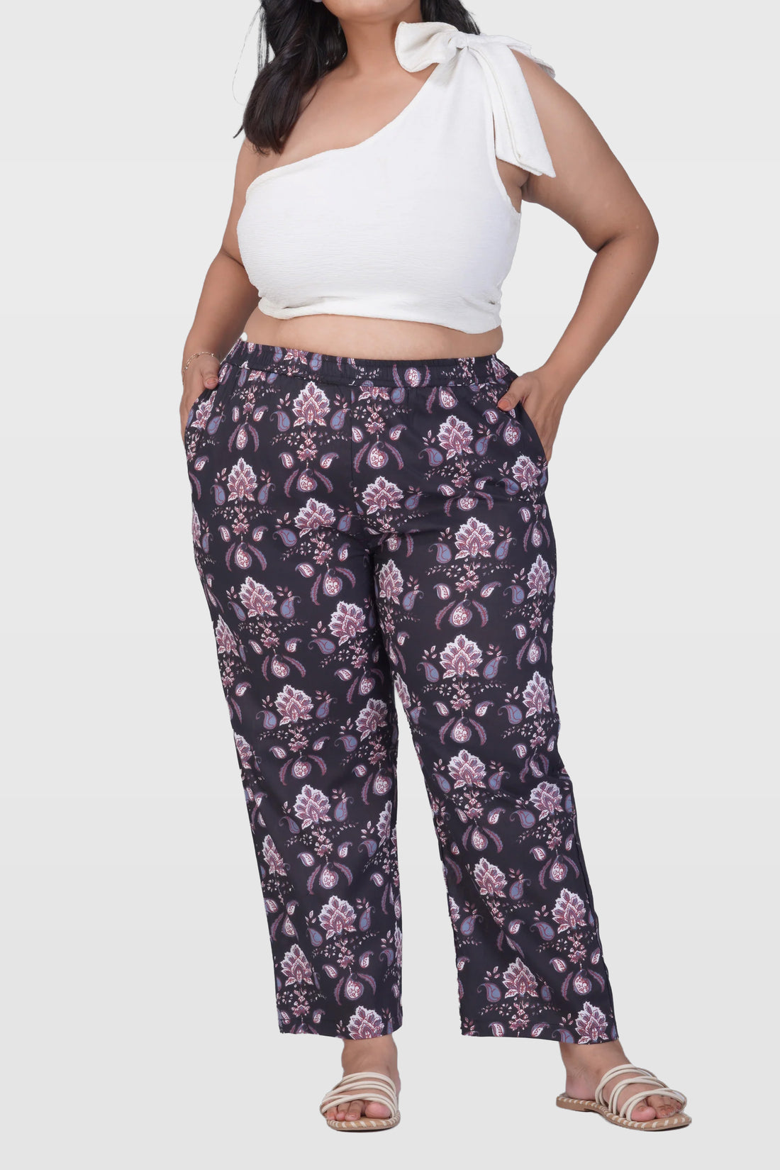Black Plus Size Cotton Printed Bottom