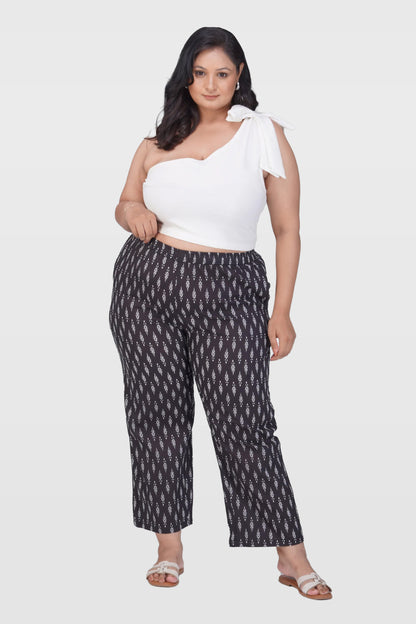 Black Plus Size Cotton Printed Bottom