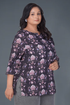 Black Plus Size Cotton Printed Kurti