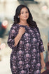 Black Plus Size Cotton Printed Pyjama Set