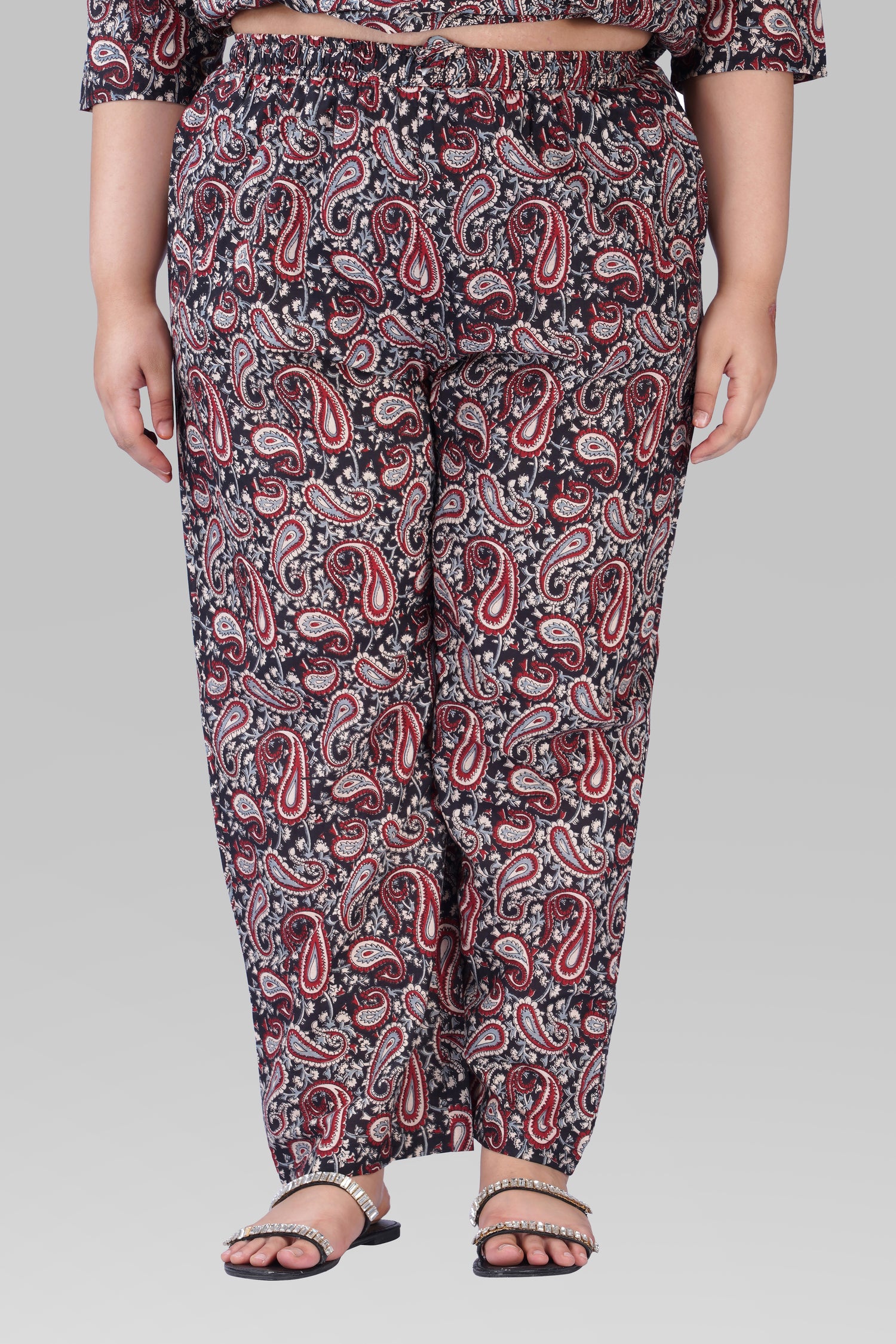 Black Plus Size Cotton Printed Pyjama Set