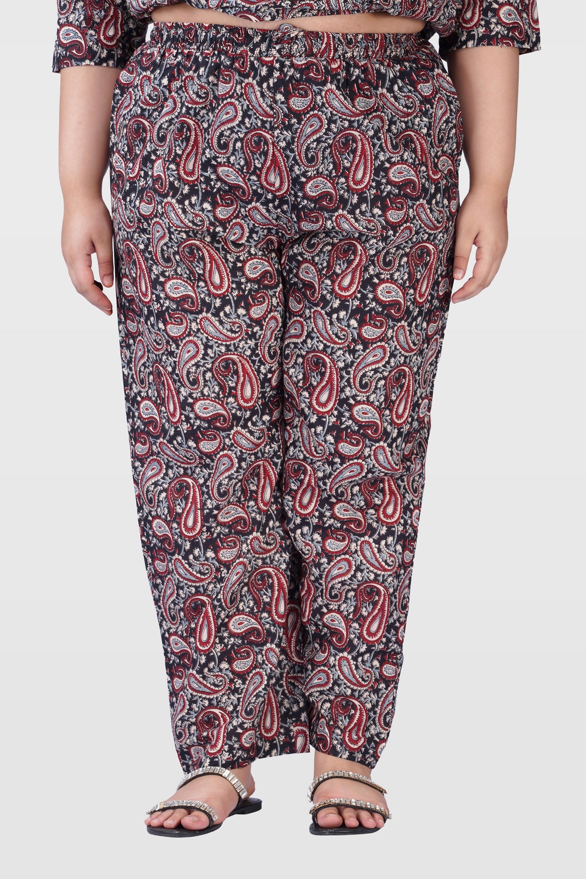 Black Plus Size Cotton Printed Pyjama Set