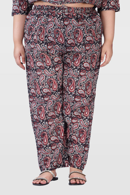 Black Plus Size Cotton Printed Pyjama Set